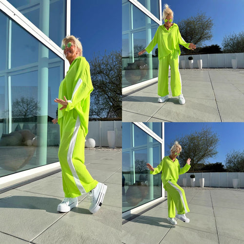 Damen Sportliches Freizeitanzugs-Set mit hohem Kragen und seitlichen Streifen WW