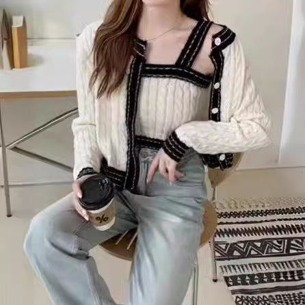 Damen Strickjacke mit asymmetrischem Design und kontrastierenden Akzenten WW