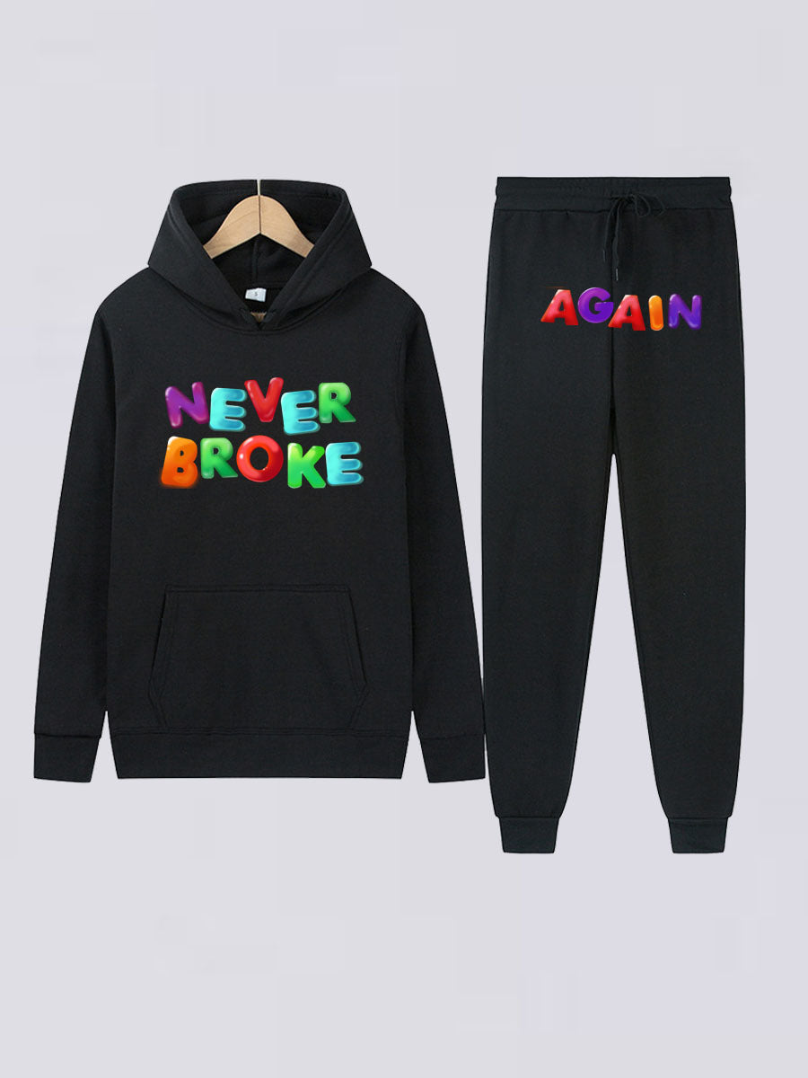 Damen Sportliches Hoodie- und Jogginghose-Set mit kreativer Schriftgestaltung WW