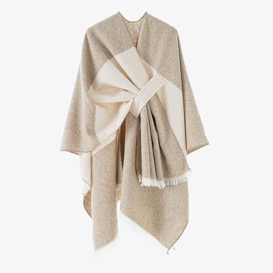 Damen Luxuriöser Oversize Poncho aus hochwertigem Mischgewebe WW
