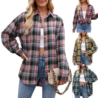 Damen Karierte Oversized Hemdbluse WW