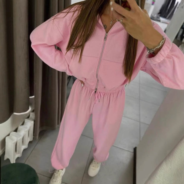 Damen Sportliches Freizeit-Loungewear-Set mit Kapuze WW