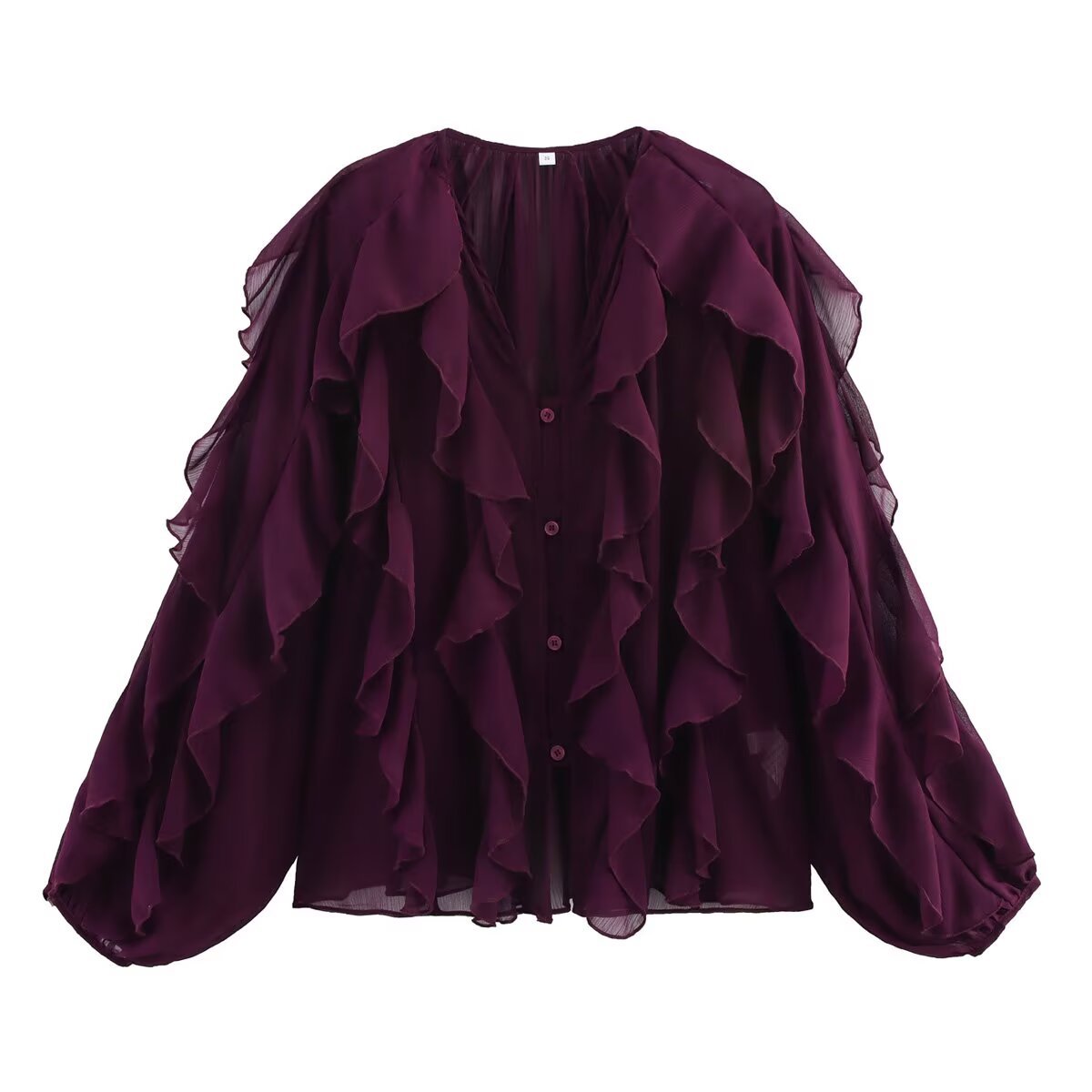 Damen Bluse mit voluminösen Rüschendetails und elegantem Schnitt WW