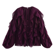 Damen Bluse mit voluminösen Rüschendetails und elegantem Schnitt WW