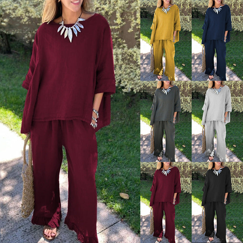 Damen luftiges Oberteil und weite Hose im lässigen Schnitt WW
