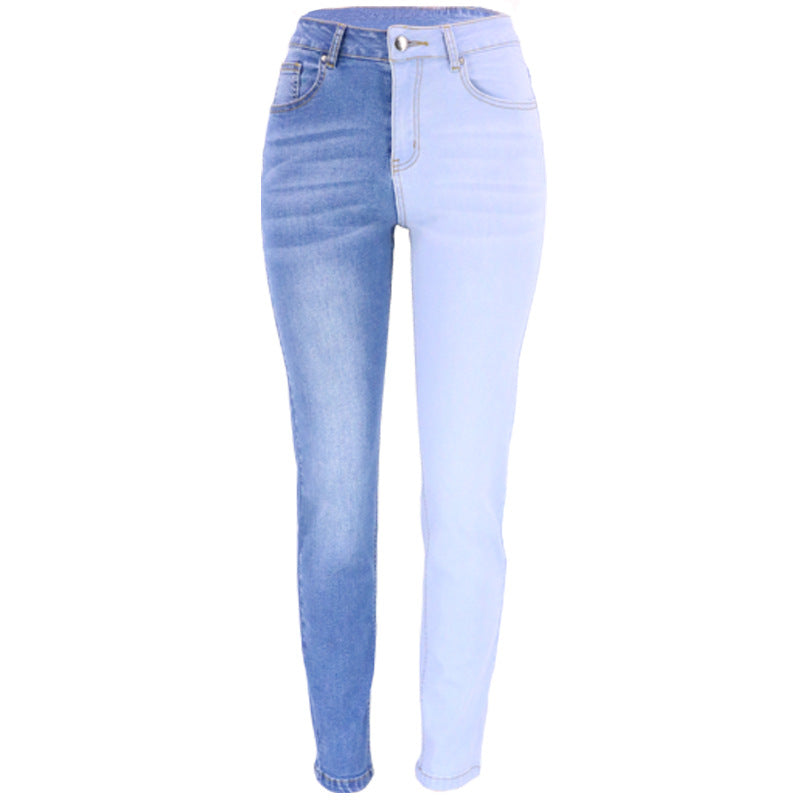 WW | Damen Zwei Farbige Symmetrische Farbblockierte Denim Jeans