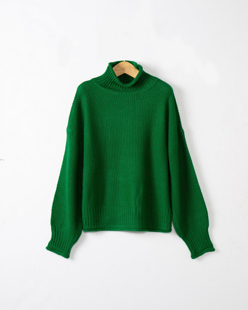 Damen modischer Pullover mit hohem Kragen und strukturierter Textur WW