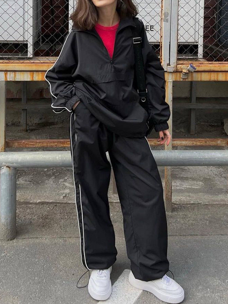Damen sportliches Anorak-Set mit hohen Bündchen und Reißverschluss WW