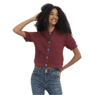 Damen Strickjacke mit aufwendigem Strukturmuster und dekorativen Knöpfen WW