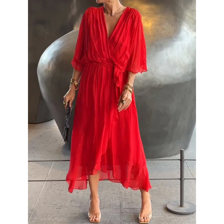 W&W Mode | Schnürung Batwing Ärmel Unregelmäßiges Kleid