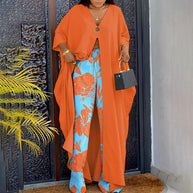 Damen Set aus kimonoartigem Oberteil und weitem Hosen WW