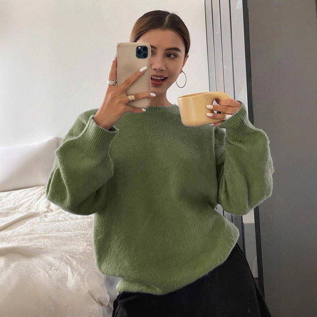 Damen Pullover mit weitem Schnitt aus feinem Strickmaterial WW