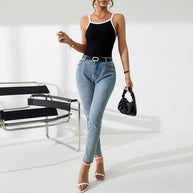 Damen ärmelloses Top mit elegantem Kontrastdesign W&W