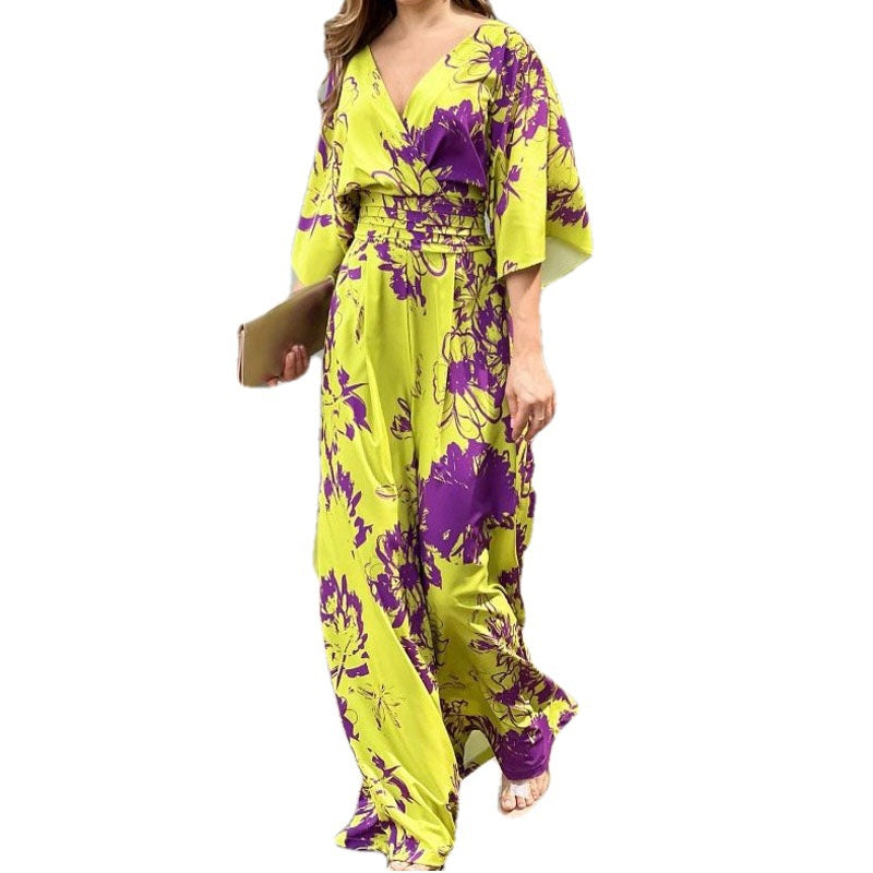 Damen Jumpsuit mit floralem Design und voluminösen Ärmeln WW