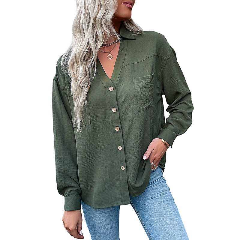 Damen Bluse mit lässigem Schnitt und dekorativen Knopfdetails WW