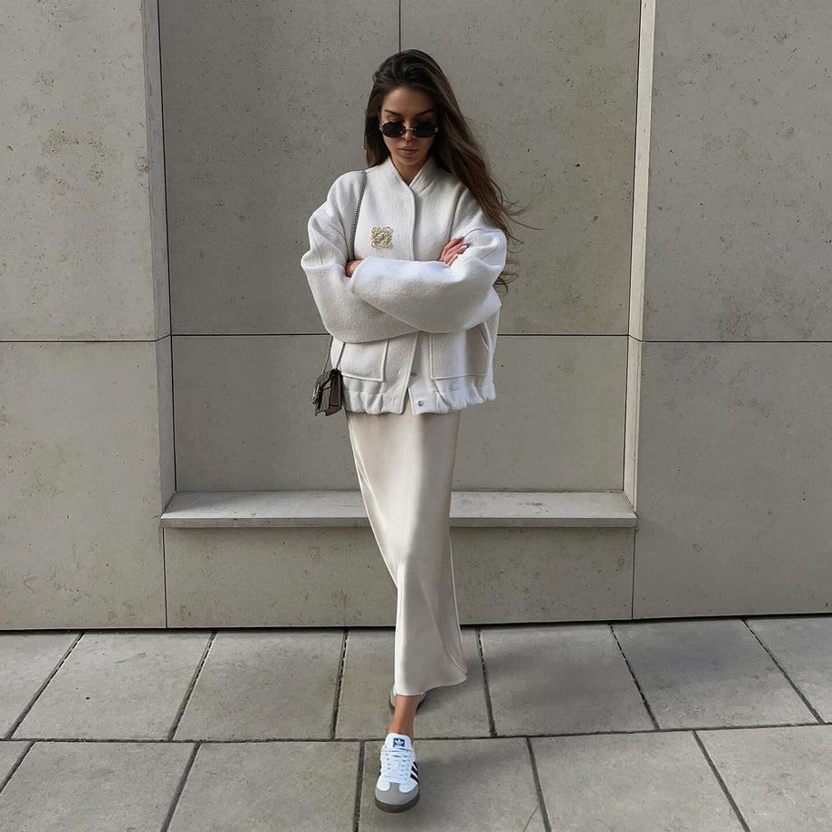 Damen sportliche Oversize-Jacke mit eleganten Knopfdetails und lässigem Schnitt WW