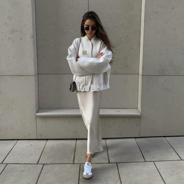 Damen sportliche Oversize-Jacke mit eleganten Knopfdetails und lässigem Schnitt WW