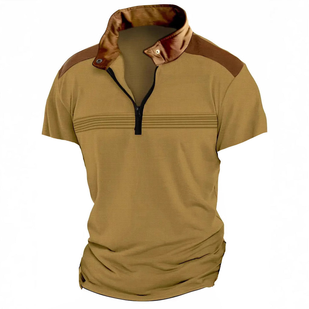 Herren modernes Poloshirt mit Stehkragen und Reißverschluss WW
