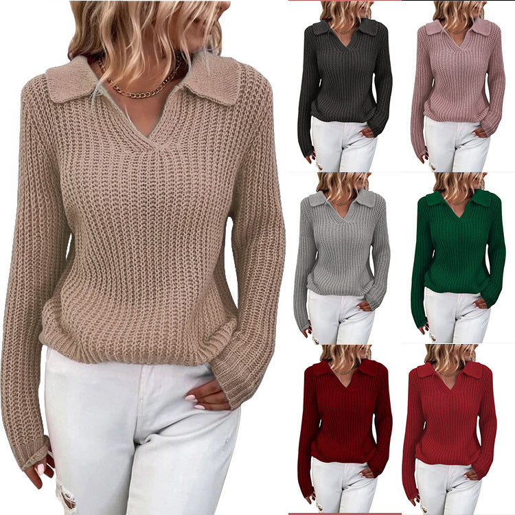 Damen Strickpullover mit strukturiertem Design und modernem V-Ausschnitt WW