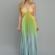 Damen Maxikleid mit Cut-Out-Details und Plisseefalten WW
