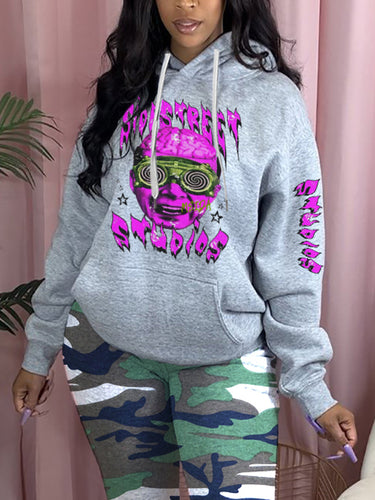 Damen sportlicher Kapuzenpullover mit künstlerischem Grafikdesign WW