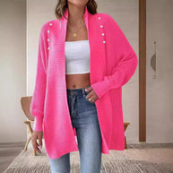 Damen Strickjacke mit dekorativen Knopfdetails und offenem Schnitt WW