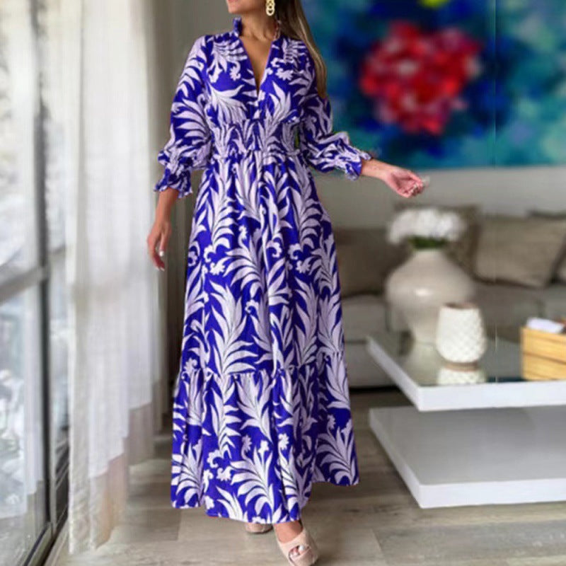 Damen Maxikleid mit floralem Design und voluminösen Ärmeln WW