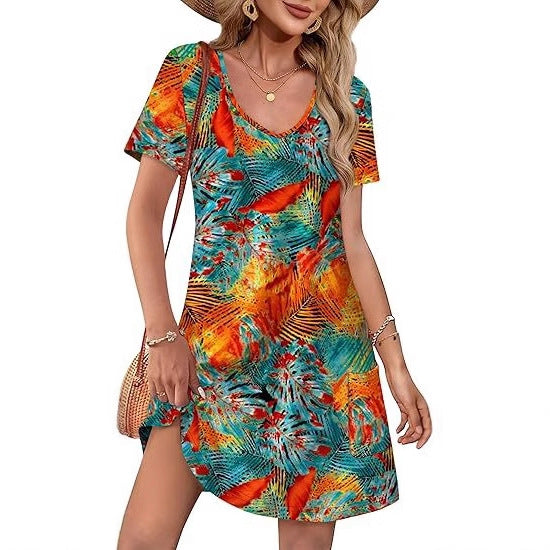 Damen Kurzarm Freizeitkleid WW