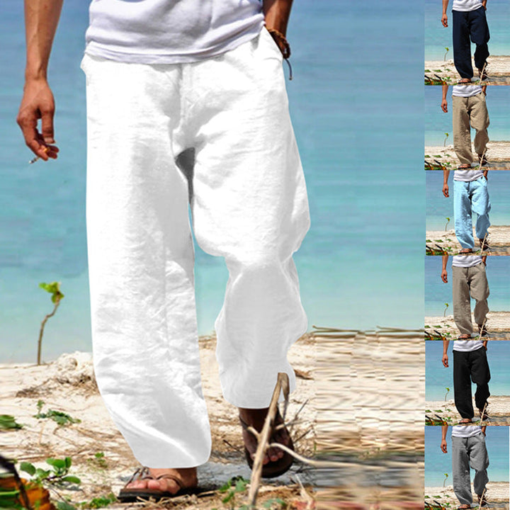 Herren lässige Leinenhose mit lockerer Passform und Seitentaschen W&W Mode