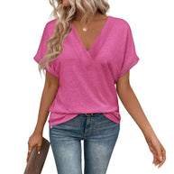 Damen lässiges V-Ausschnitt T-Shirt aus hochwertigem Jersey WW