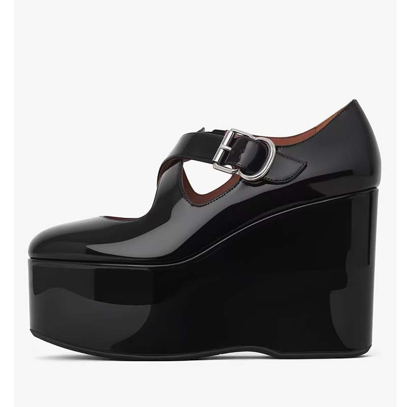 Damen Elegante Plateau Mary Jane Absatzschuhe mit schickem Schnallendetail WW