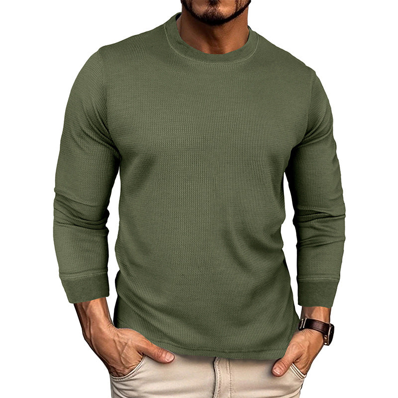 Herren Langarm-T-Shirt mit strukturiertem Design und bequemem Rundhalsausschnitt WW