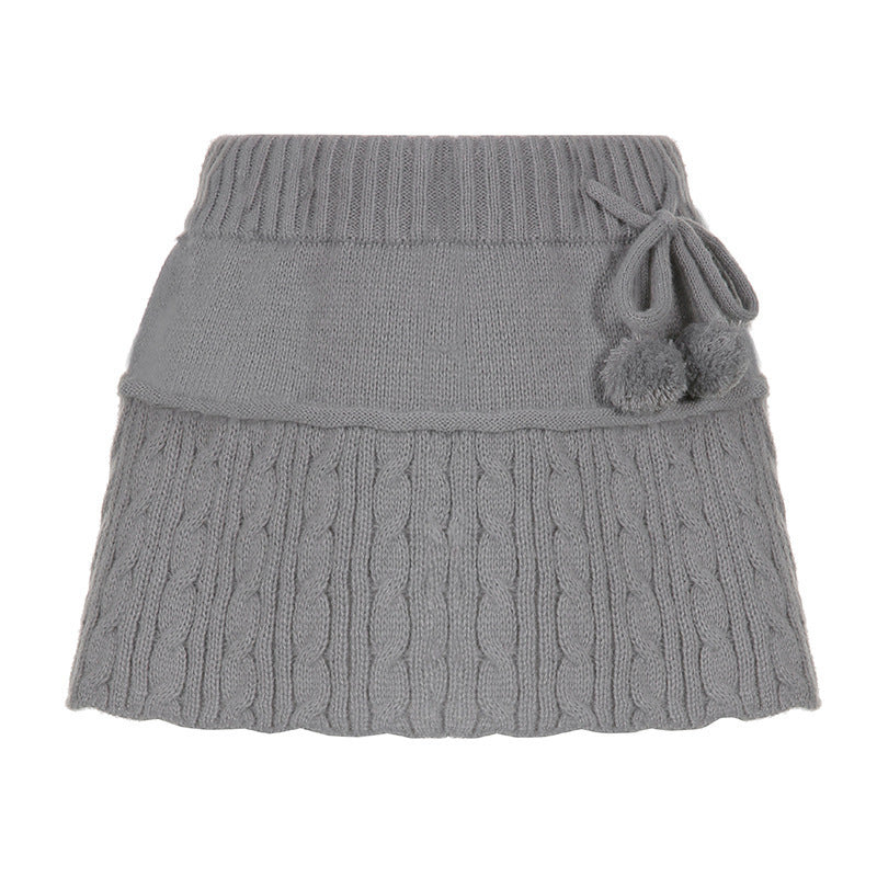 Damen Strickrock mit verspielten Pompons und strukturiertem Muster WW