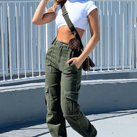 Damen Cargo-Hose mit elastischem Bund und praktischen Taschen WW