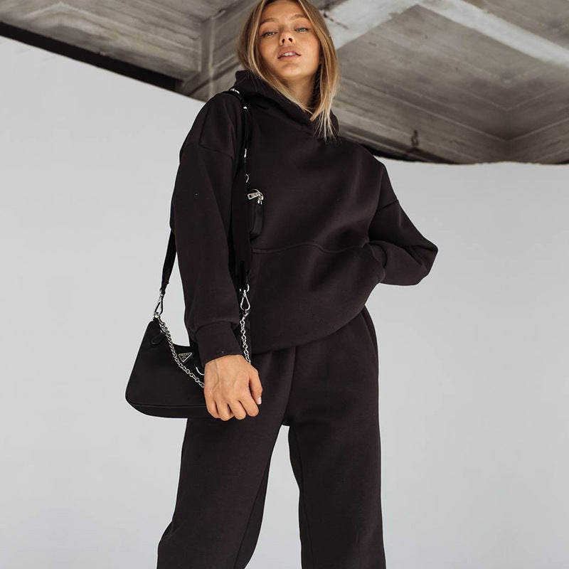 Damen sportliches Fleece-Set mit hohem Kragen WW
