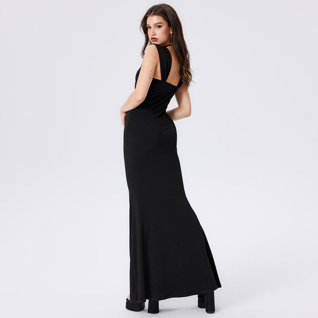 Damen elegantes Maxikleid mit raffiniertem Wickeloberteil und schmeichelndem Schnitt W&W
