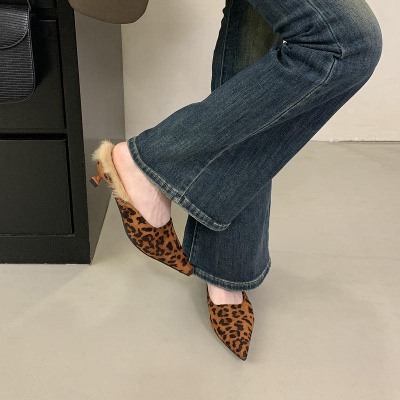 Damen Spitzen-Mules mit luxuriösem Fellfutter und elegantem Design WW