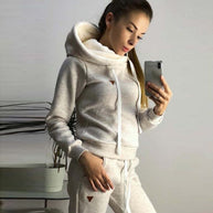 Damen Sportliches Hoodie-Set mit bequemer Passform und elastischen Hosen WW