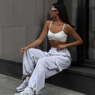 Damen Cargo-Hose mit weitem Schnitt und elastischem Bund WW