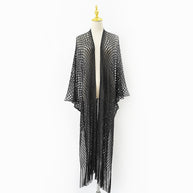 Damen eleganter transparenter Kaftan mit langen Fransen WW