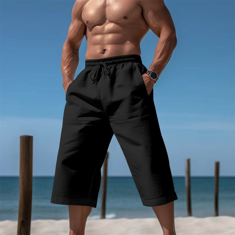 Herren nan lässige knielange Bermuda-Shorts mit elastischem Bund und Tunnelzug W&W Mode