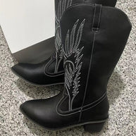Damen Cowboy-Stiefel mit hohem Absatz und kunstvollen Stickereien WW