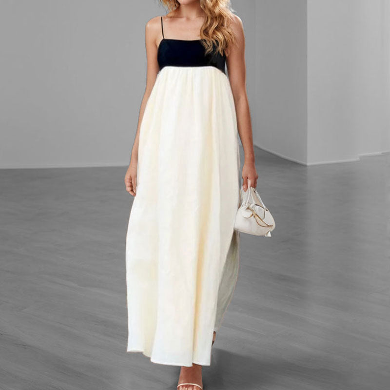 Damen Maxikleid mit kontrastierendem Oberteil und fließendem Unterteil W&W Mode
