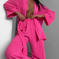 Damen lässiges Kimono-Set mit weitem Schnitt und elastischem Bund WW