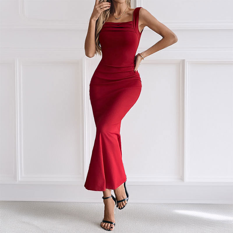 Damen Maxikleid mit figurbetontem Schnitt und elegantem U-Ausschnitt W&W Mode
