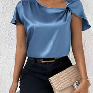 WW | Satin Twist einfarbiger lockerer vielseitiger Top