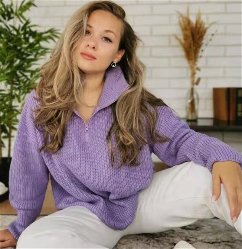 Damen Strickpullover mit Stehkragen WW