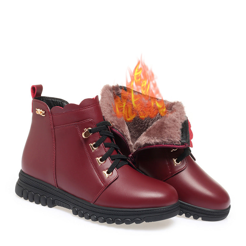 Damen gefütterte Schnürstiefeletten mit robustem Obermaterial und modischem Kragen WW