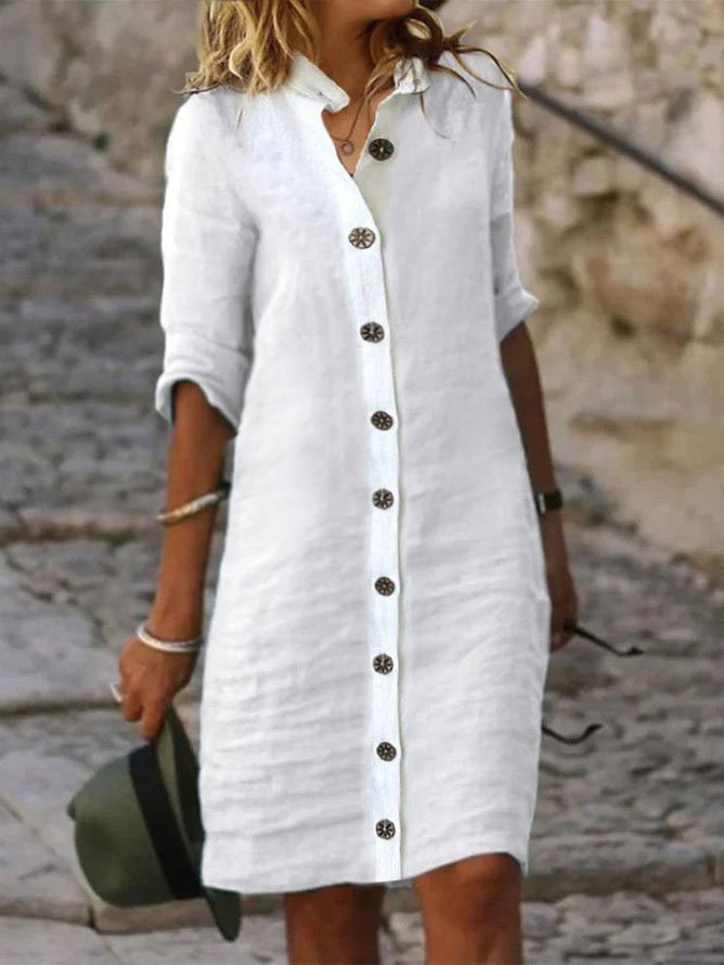 Damen Hemdblusenkleid mit eleganter Knopfleiste und legerem Schnitt WW