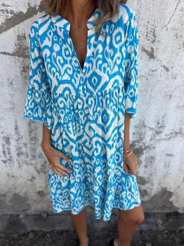 Damen lässiges Strandkleid mit hohen Seitenschlitzen und modischem Druckmuster W&W Mode